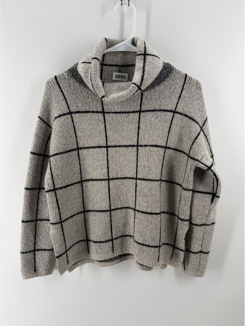 Madewell Womens Pearldale Windowpane Merino Wool Turtleneck Sweater sz M
